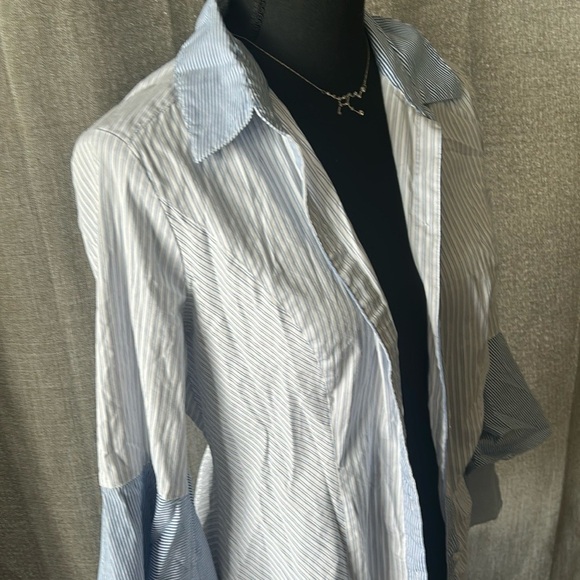 White House Black Market Blue and White Striped Top - Picture 4 of 5